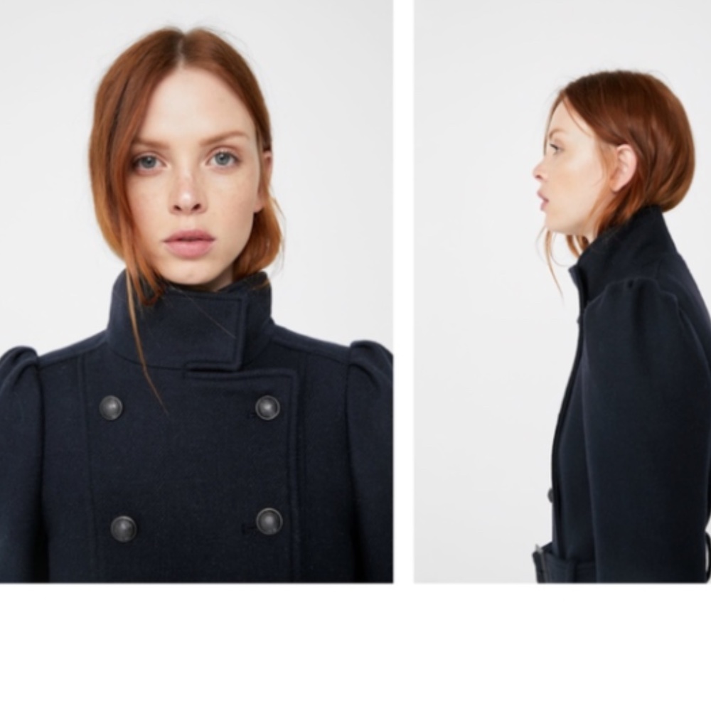 NWOT Mango Wool Puffed Shoulder Structured Coat - Picture 2 of 10